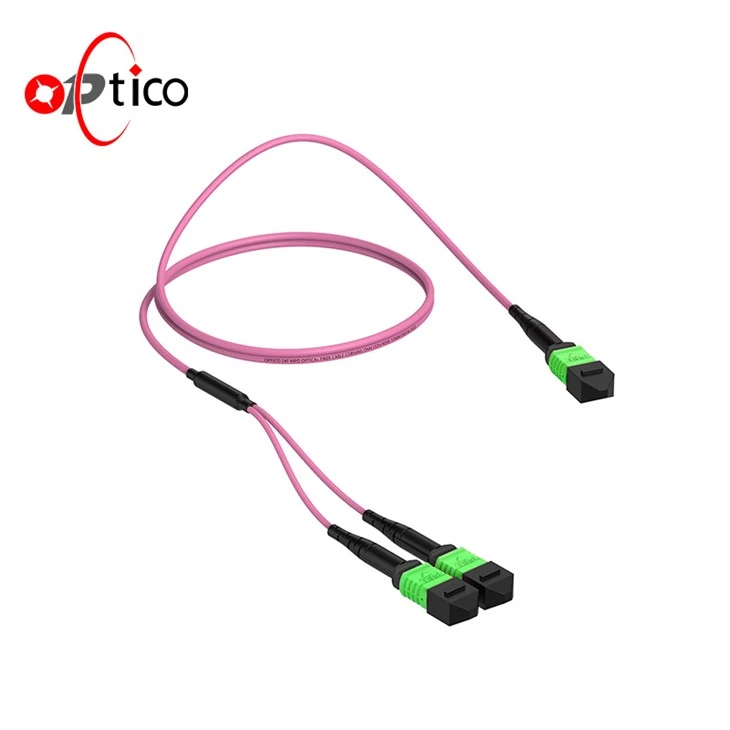 200g 800g 12f MTP hingga 4F MTP APC Mode Mode Kabel Serat