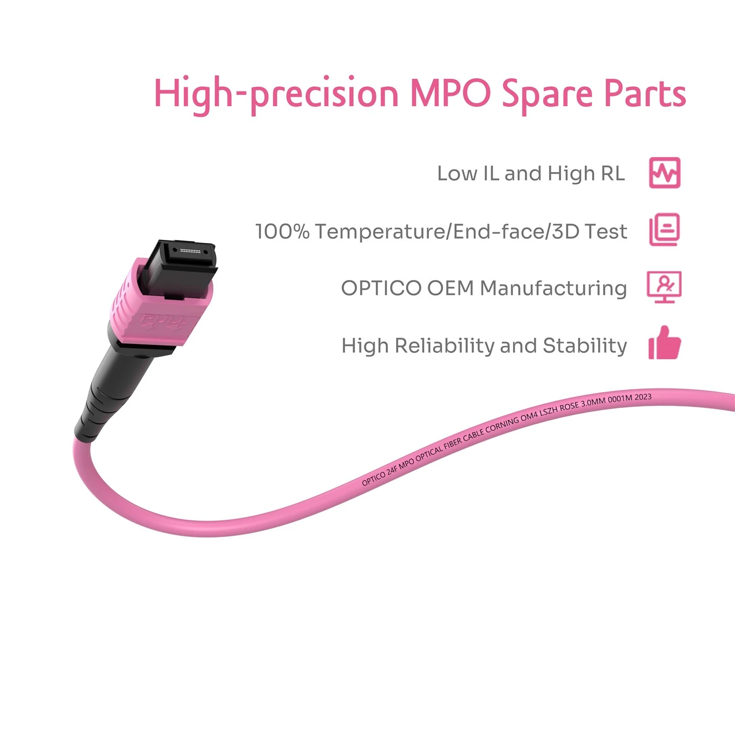 24F MTP MPO Y Backbone Cable OM4 Rose